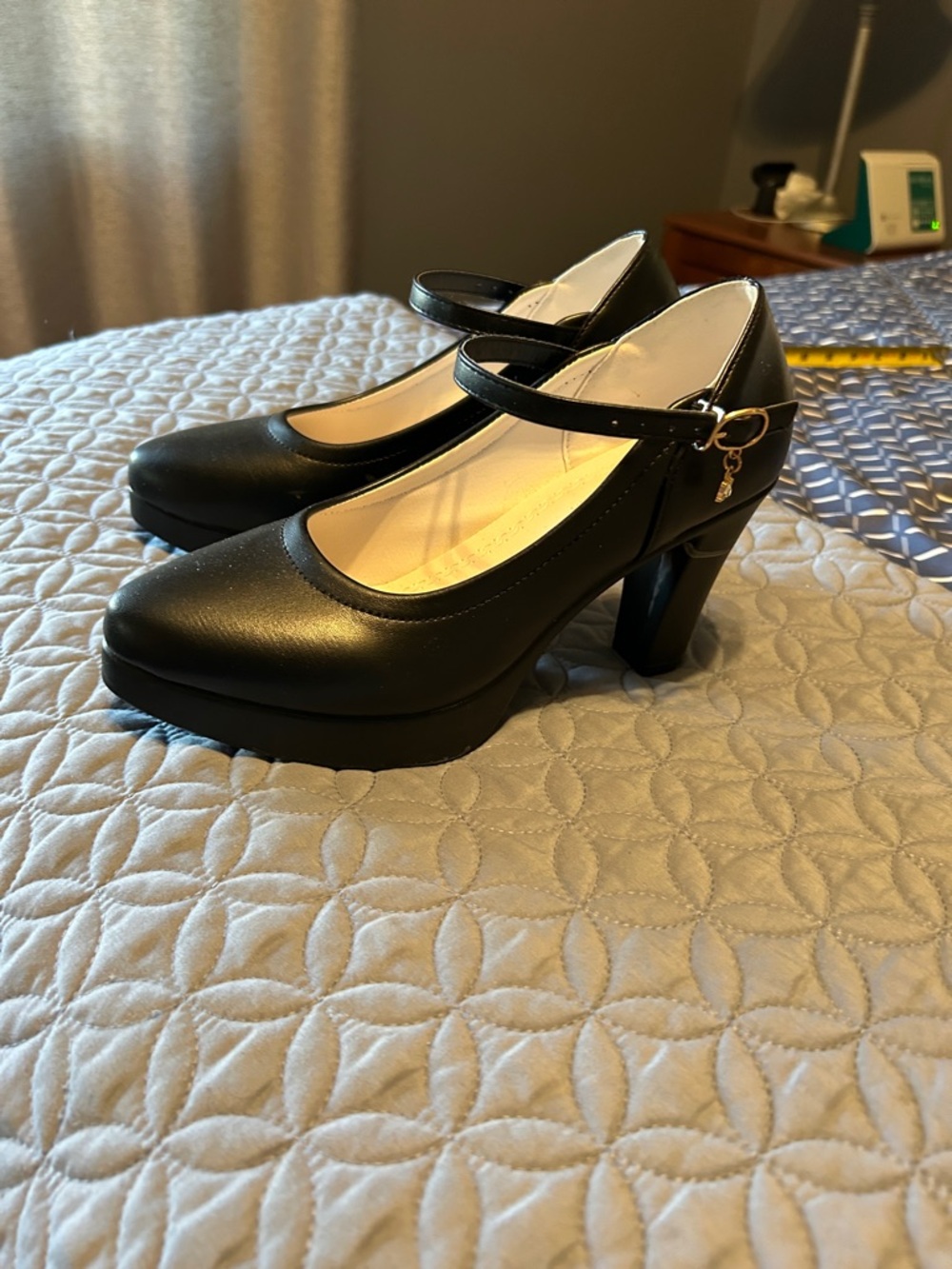 Classic Black Mary Jane Block Heel Pumps